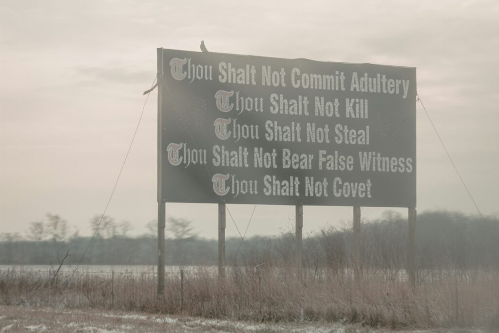 Ten Commandments on a billboard
